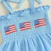 imageKuriozud 4th of July Outfit Baby Girl Smocked Tank TopWide Leg Pants Set Kids Toddler Girl Fourth of July Clothes4th July American Flag Blue