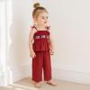 imageKuriozud 4th of July Outfit Baby Girl Smocked Tank TopWide Leg Pants Set Kids Toddler Girl Fourth of July Clothes4th July American Flag Red