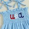 imageKuriozud 4th of July Outfit Baby Girl Smocked Tank TopWide Leg Pants Set Kids Toddler Girl Fourth of July Clothes4th July Blue Usa