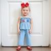 imageKuriozud 4th of July Outfit Baby Girl Smocked Tank TopWide Leg Pants Set Kids Toddler Girl Fourth of July Clothes4th July Blue Usa