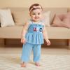 imageKuriozud 4th of July Outfit Baby Girl Smocked Tank TopWide Leg Pants Set Kids Toddler Girl Fourth of July Clothes4th July Blue Usa