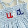 imageKuriozud 4th of July Outfit Baby Girl Smocked Tank TopWide Leg Pants Set Kids Toddler Girl Fourth of July Clothes4th July Blue Usa Plaid