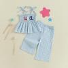 imageKuriozud 4th of July Outfit Baby Girl Smocked Tank TopWide Leg Pants Set Kids Toddler Girl Fourth of July Clothes4th July Blue Usa Plaid