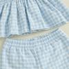 imageKuriozud 4th of July Outfit Baby Girl Smocked Tank TopWide Leg Pants Set Kids Toddler Girl Fourth of July Clothes4th July Blue Usa Plaid