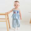 imageKuriozud 4th of July Outfit Baby Girl Smocked Tank TopWide Leg Pants Set Kids Toddler Girl Fourth of July Clothes4th July Blue Usa Plaid