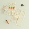 imageKuriozud 4th of July Outfit Baby Girl Smocked Tank TopWide Leg Pants Set Kids Toddler Girl Fourth of July ClothesBeige Carrot