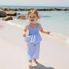imageKuriozud 4th of July Outfit Baby Girl Smocked Tank TopWide Leg Pants Set Kids Toddler Girl Fourth of July ClothesDaily Blue Plaid
