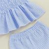 imageKuriozud 4th of July Outfit Baby Girl Smocked Tank TopWide Leg Pants Set Kids Toddler Girl Fourth of July ClothesDaily Blue Plaid