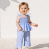 imageKuriozud 4th of July Outfit Baby Girl Smocked Tank TopWide Leg Pants Set Kids Toddler Girl Fourth of July ClothesDaily Blue Plaid