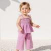 imageKuriozud 4th of July Outfit Baby Girl Smocked Tank TopWide Leg Pants Set Kids Toddler Girl Fourth of July ClothesDaily Pink Plaid
