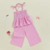 imageKuriozud 4th of July Outfit Baby Girl Smocked Tank TopWide Leg Pants Set Kids Toddler Girl Fourth of July ClothesDaily Pink Plaid