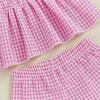 imageKuriozud 4th of July Outfit Baby Girl Smocked Tank TopWide Leg Pants Set Kids Toddler Girl Fourth of July ClothesDaily Pink Plaid