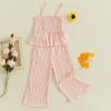 imageKuriozud 4th of July Outfit Baby Girl Smocked Tank TopWide Leg Pants Set Kids Toddler Girl Fourth of July ClothesDaily Pink Solid