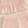imageKuriozud 4th of July Outfit Baby Girl Smocked Tank TopWide Leg Pants Set Kids Toddler Girl Fourth of July ClothesDaily Pink Solid
