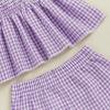 imageKuriozud 4th of July Outfit Baby Girl Smocked Tank TopWide Leg Pants Set Kids Toddler Girl Fourth of July ClothesDaily Purple Plaid