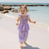 imageKuriozud 4th of July Outfit Baby Girl Smocked Tank TopWide Leg Pants Set Kids Toddler Girl Fourth of July ClothesDaily Purple Plaid