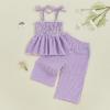 imageKuriozud 4th of July Outfit Baby Girl Smocked Tank TopWide Leg Pants Set Kids Toddler Girl Fourth of July ClothesDaily Purple Plaid