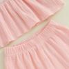 imageKuriozud 4th of July Outfit Baby Girl Smocked Tank TopWide Leg Pants Set Kids Toddler Girl Fourth of July ClothesPink Bunnys