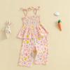imageKuriozud 4th of July Outfit Baby Girl Smocked Tank TopWide Leg Pants Set Kids Toddler Girl Fourth of July ClothesPink Eggsbunny