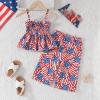 imageKuriozud 4th of July Outfit Baby Girl Smocked Tank TopWide Leg Pants Set Kids Toddler Girl Fourth of July ClothesRed Star Striped