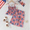 imageKuriozud 4th of July Outfit Baby Girl Smocked Tank TopWide Leg Pants Set Kids Toddler Girl Fourth of July ClothesRed Star Striped