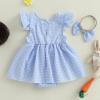 imageKuriozud Baby Girl Easter Outfit Newborn Romper Dress My First Easter Fly Sleeve Smocked Dress Cute Baby Summer ClothesEaster Eggsblue
