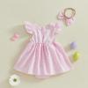 imageKuriozud Baby Girl Easter Outfit Newborn Romper Dress My First Easter Fly Sleeve Smocked Dress Cute Baby Summer ClothesEaster Eggspink