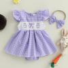imageKuriozud Baby Girl Easter Outfit Newborn Romper Dress My First Easter Fly Sleeve Smocked Dress Cute Baby Summer ClothesEaster Eggspurple