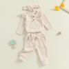 imageKuriozud Baby Girl Fall Winter Clothes Ruffle Long Seeve Romper Top and Bow Pants Set with Headband Newborn Girl OutfitFuzzy Beige
