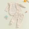 imageKuriozud Baby Girl Fall Winter Clothes Ruffle Long Seeve Romper Top and Bow Pants Set with Headband Newborn Girl OutfitFuzzy Beige