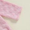 imageKuriozud Baby Girl Fall Winter Clothes Ruffle Long Seeve Romper Top and Bow Pants Set with Headband Newborn Girl OutfitFuzzy Pink