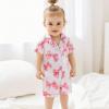 imageKuriozud Baby Girl Pajamas Newborn Button Down Romper Jumpsuit Feather Trim Nightgown Infant Sleepwear OnePiece Summer PjsA Bow Print Pink