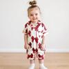 imageKuriozud Baby Girl Pajamas Newborn Button Down Romper Jumpsuit Feather Trim Nightgown Infant Sleepwear OnePiece Summer PjsA Bow Print Red