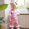 imageKuriozud Baby Girl Pajamas Newborn Button Down Romper Jumpsuit Feather Trim Nightgown Infant Sleepwear OnePiece Summer PjsBow Pink