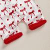 imageKuriozud Baby Girl Pajamas Newborn Button Down Romper Jumpsuit Feather Trim Nightgown Infant Sleepwear OnePiece Summer PjsBow Red