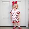 imageKuriozud Baby Girl Pajamas Newborn Button Down Romper Jumpsuit Feather Trim Nightgown Infant Sleepwear OnePiece Summer PjsBow Red