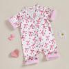 imageKuriozud Baby Girl Pajamas Newborn Button Down Romper Jumpsuit Feather Trim Nightgown Infant Sleepwear OnePiece Summer PjsBow White