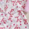 imageKuriozud Baby Girl Pajamas Newborn Button Down Romper Jumpsuit Feather Trim Nightgown Infant Sleepwear OnePiece Summer PjsBow White