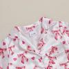 imageKuriozud Baby Girl Pajamas Newborn Button Down Romper Jumpsuit Feather Trim Nightgown Infant Sleepwear OnePiece Summer PjsBow White