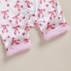 imageKuriozud Baby Girl Pajamas Newborn Button Down Romper Jumpsuit Feather Trim Nightgown Infant Sleepwear OnePiece Summer PjsBow White