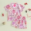 imageKuriozud Birthday Girl Pajamas Silk Stain Pjs Shirt TopsShorts 2Piece Set Birthday Toddler Kids Little Girl Nightgown GiftPink