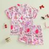 imageKuriozud Birthday Girl Pajamas Silk Stain Pjs Shirt TopsShorts 2Piece Set Birthday Toddler Kids Little Girl Nightgown GiftPink