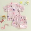 imageKuriozud Birthday Girl Pajamas Silk Stain Pjs Shirt TopsShorts 2Piece Set Birthday Toddler Kids Little Girl Nightgown GiftPink Balloon Cake Gift Box