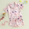 imageKuriozud Birthday Girl Pajamas Silk Stain Pjs Shirt TopsShorts 2Piece Set Birthday Toddler Kids Little Girl Nightgown GiftPink Balloon Cake Gift Box