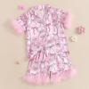 imageKuriozud Birthday Girl Pajamas Silk Stain Pjs Shirt TopsShorts 2Piece Set Birthday Toddler Kids Little Girl Nightgown GiftPink Bow B