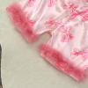 imageKuriozud Birthday Girl Pajamas Silk Stain Pjs Shirt TopsShorts 2Piece Set Birthday Toddler Kids Little Girl Nightgown GiftPink Bow a