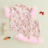 imageKuriozud Birthday Girl Pajamas Silk Stain Pjs Shirt TopsShorts 2Piece Set Birthday Toddler Kids Little Girl Nightgown GiftPink Easter Bunny