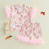 imageKuriozud Birthday Girl Pajamas Silk Stain Pjs Shirt TopsShorts 2Piece Set Birthday Toddler Kids Little Girl Nightgown GiftPink Easter Bunny