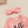 imageKuriozud Coming Home Outfit Girl Long Sleeve Im New Here Romper Ribbed Knit Onepiece Newborn Girl Preemie OutfitPink Hello World