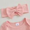 imageKuriozud Coming Home Outfit Girl Long Sleeve Im New Here Romper Ribbed Knit Onepiece Newborn Girl Preemie OutfitPink Hi Daddy I Cant Wait to Meet You